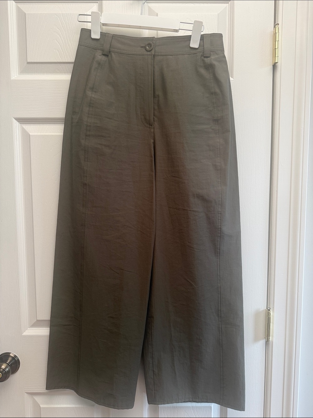 Zara Wide-Leg High-Rise Pants in Olive